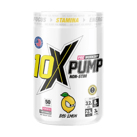 10x Pump Non Stim Pre-workout 600g -  Loco Limon Flavour