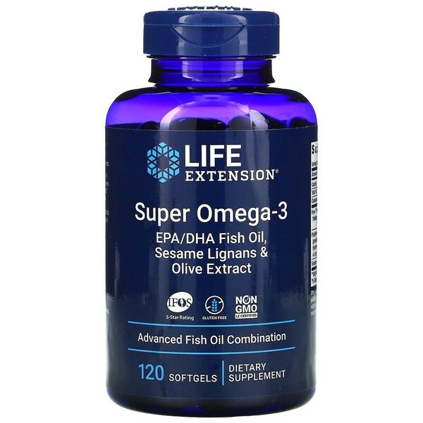 Super Omega-3 EPA/DHA Fish Oil, Sesame Lignans & Olive Extract - 120 softgels