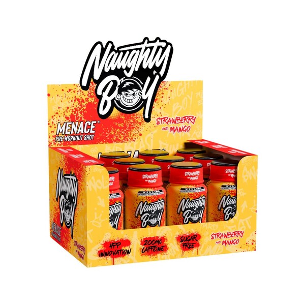 Menace Pre-Workout Shot, Strawberry & Mango - 12 x 60 ml.