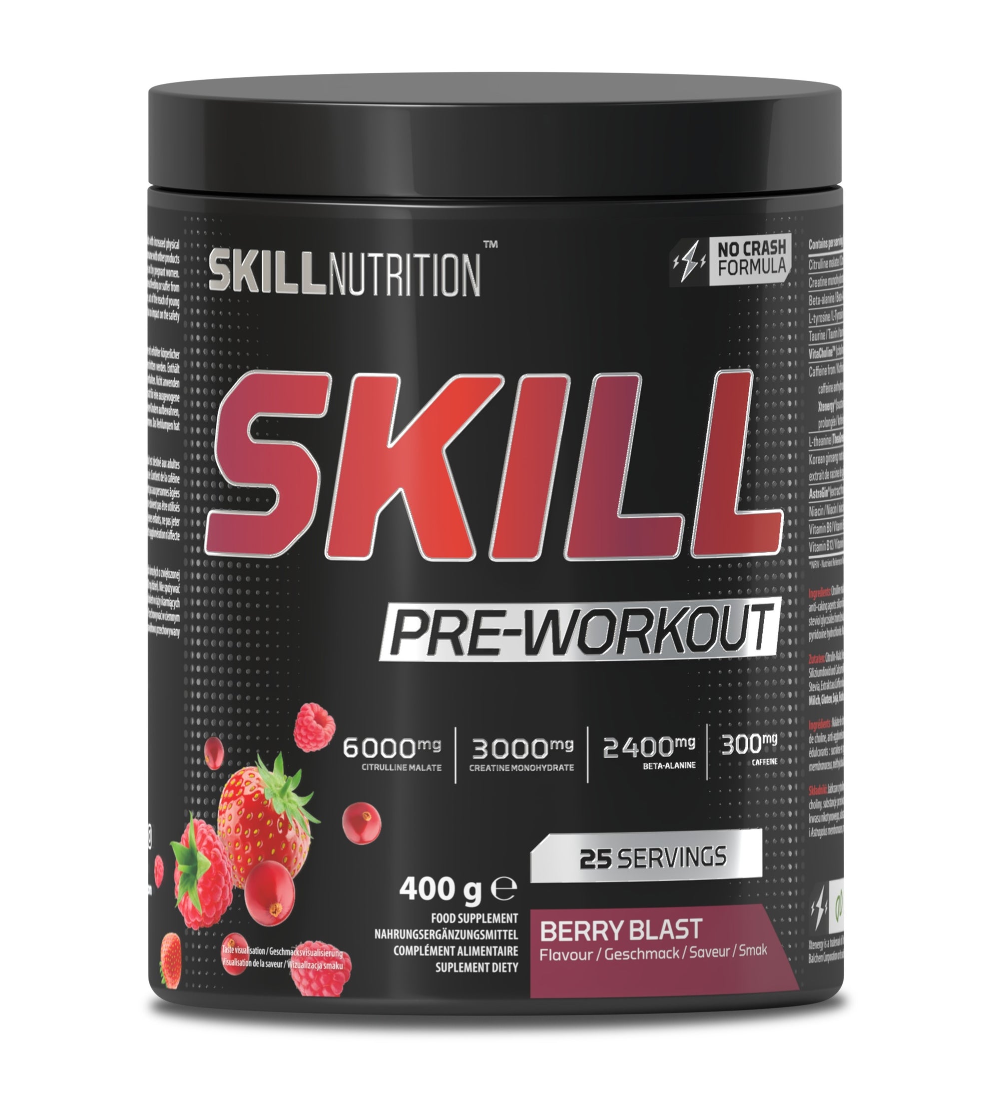Skill Pre-Workout, Berry Blast - 400-412 grams
