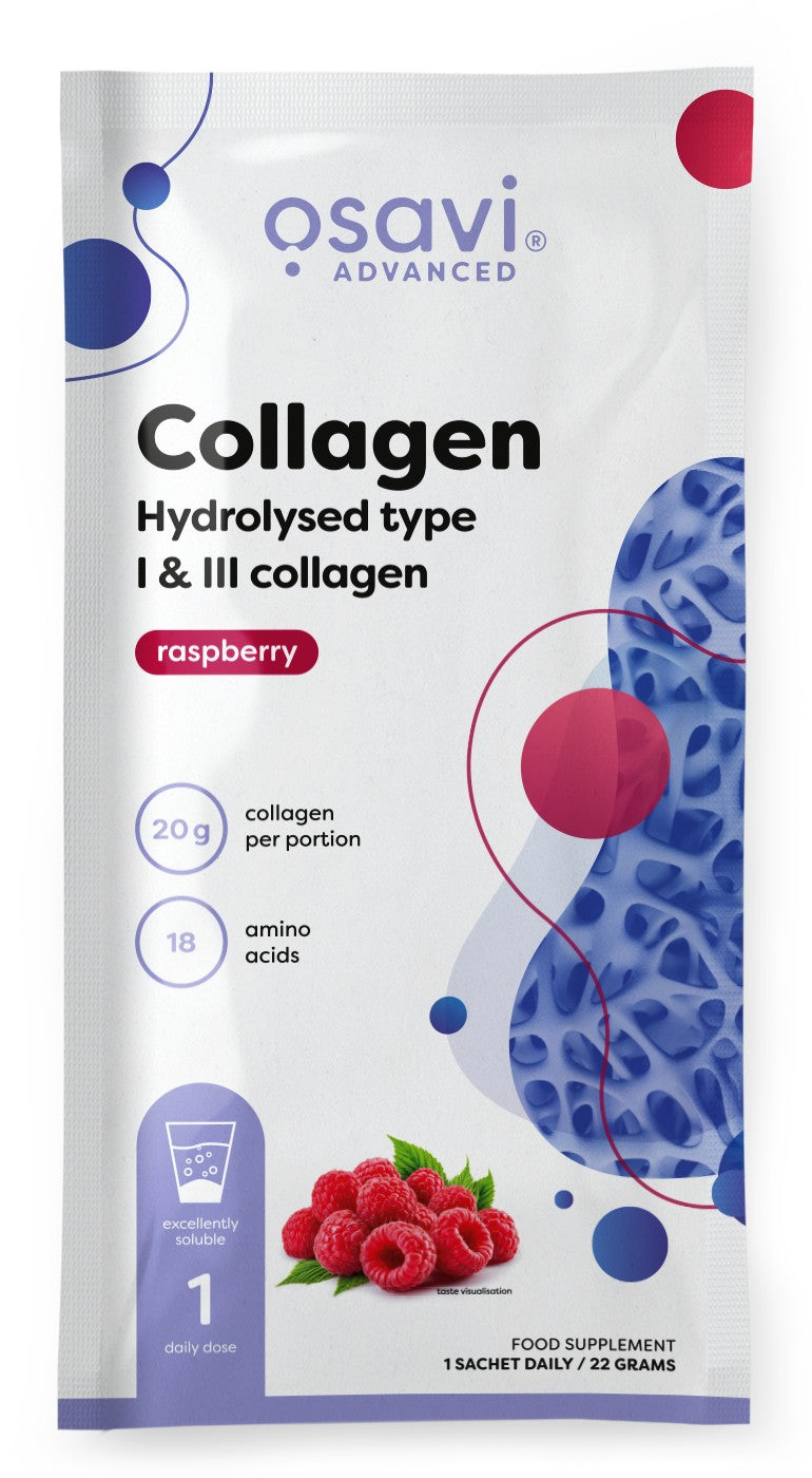 Collagen Hydrolysed Type I & III, Raspberry - 22 grams (1 serving)