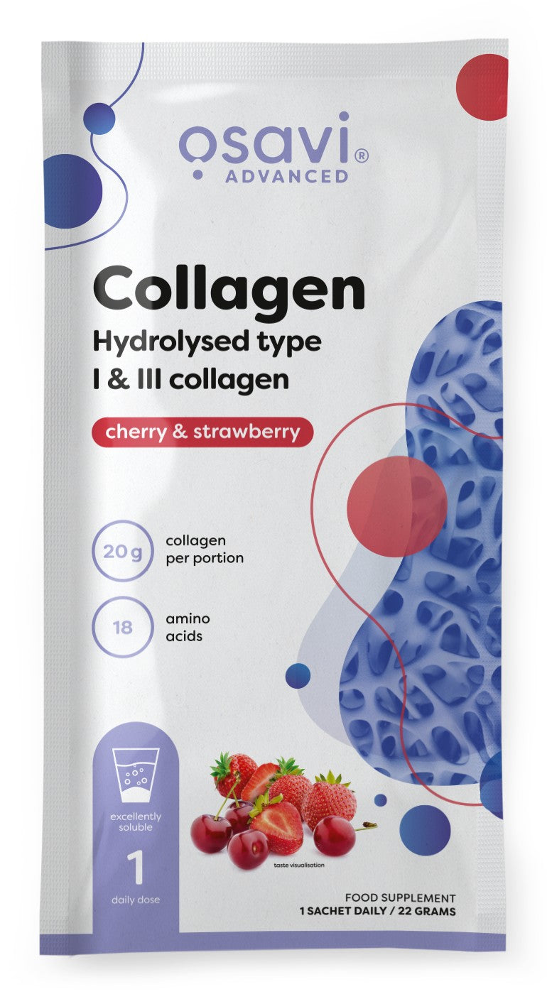 Collagen Hydrolysed Type I & III, Cherry & Strawberry - 22 grams (1 serving)