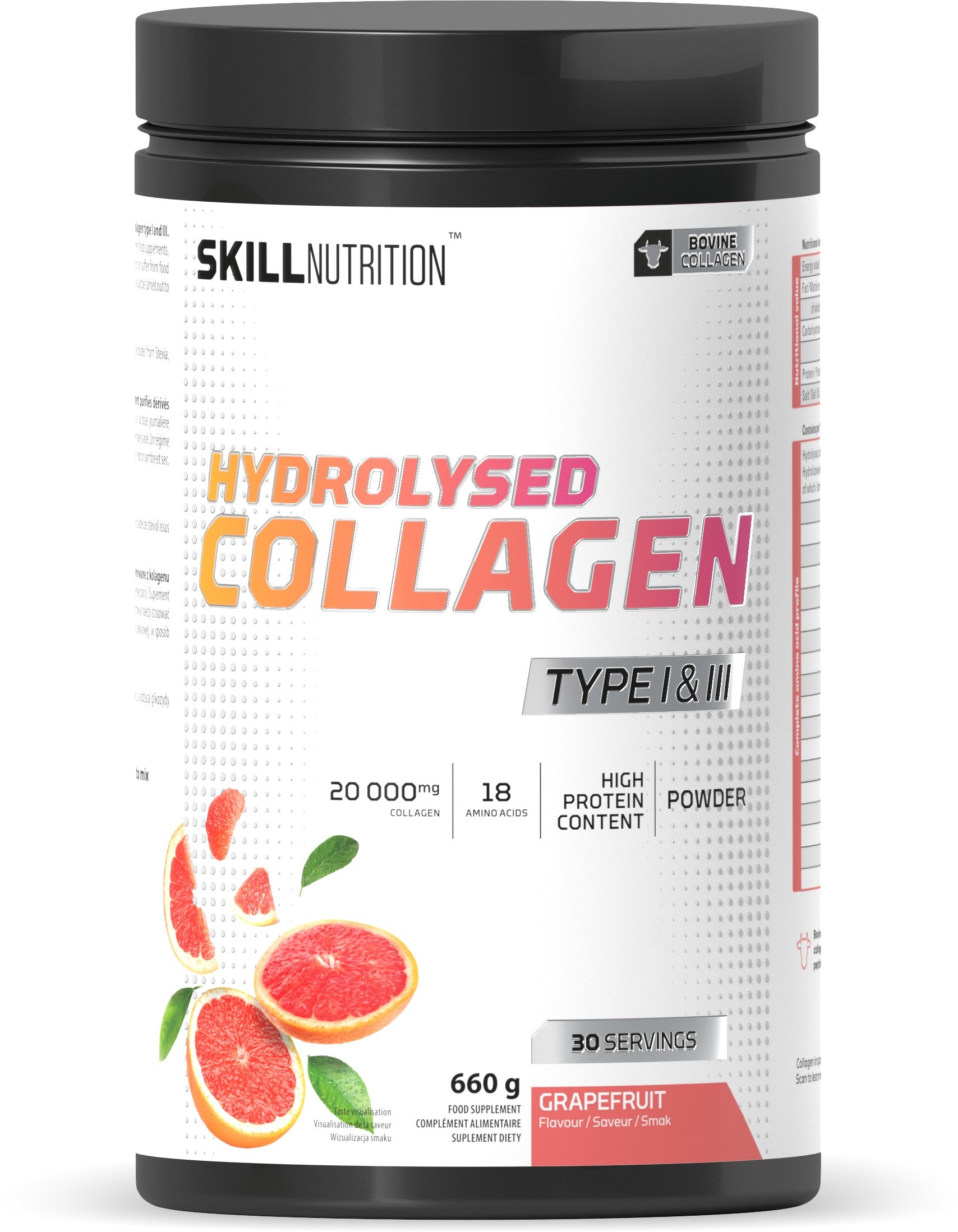 Hydrolysed Collagen Type I & III, Grapefruit - 660 grams