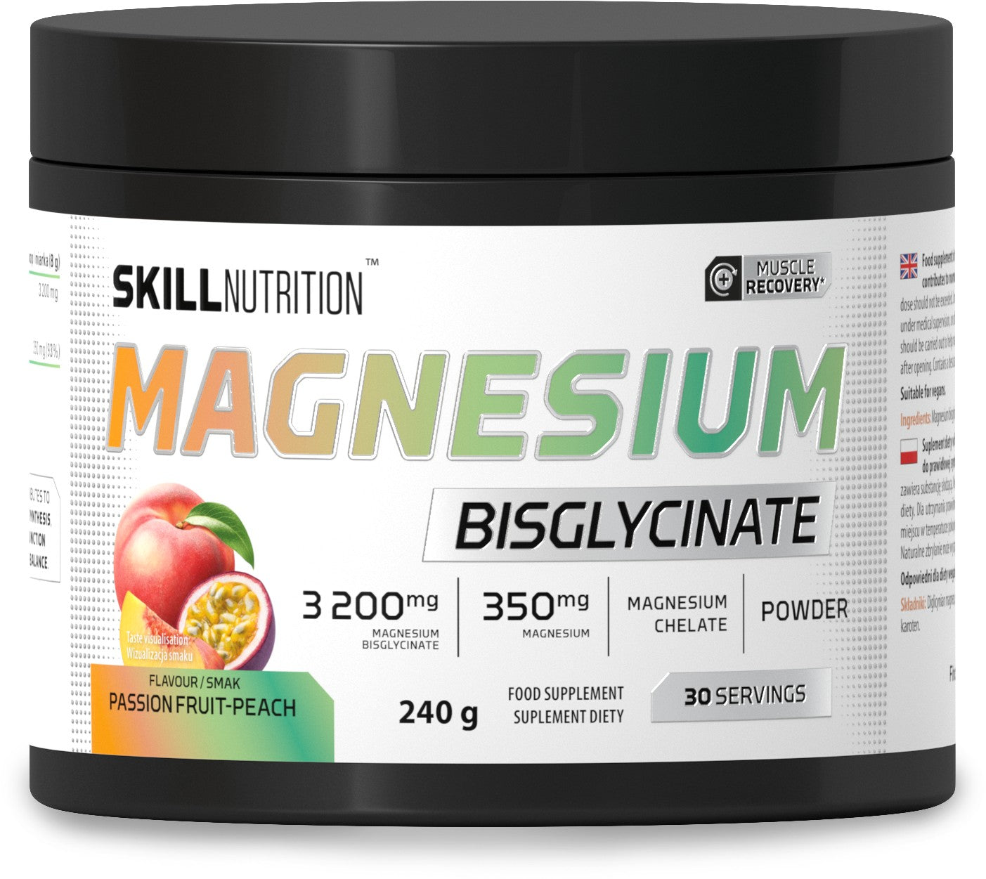 Magnesium Bisglycinate Powder, Passion Fruit-Peach - 240 grams
