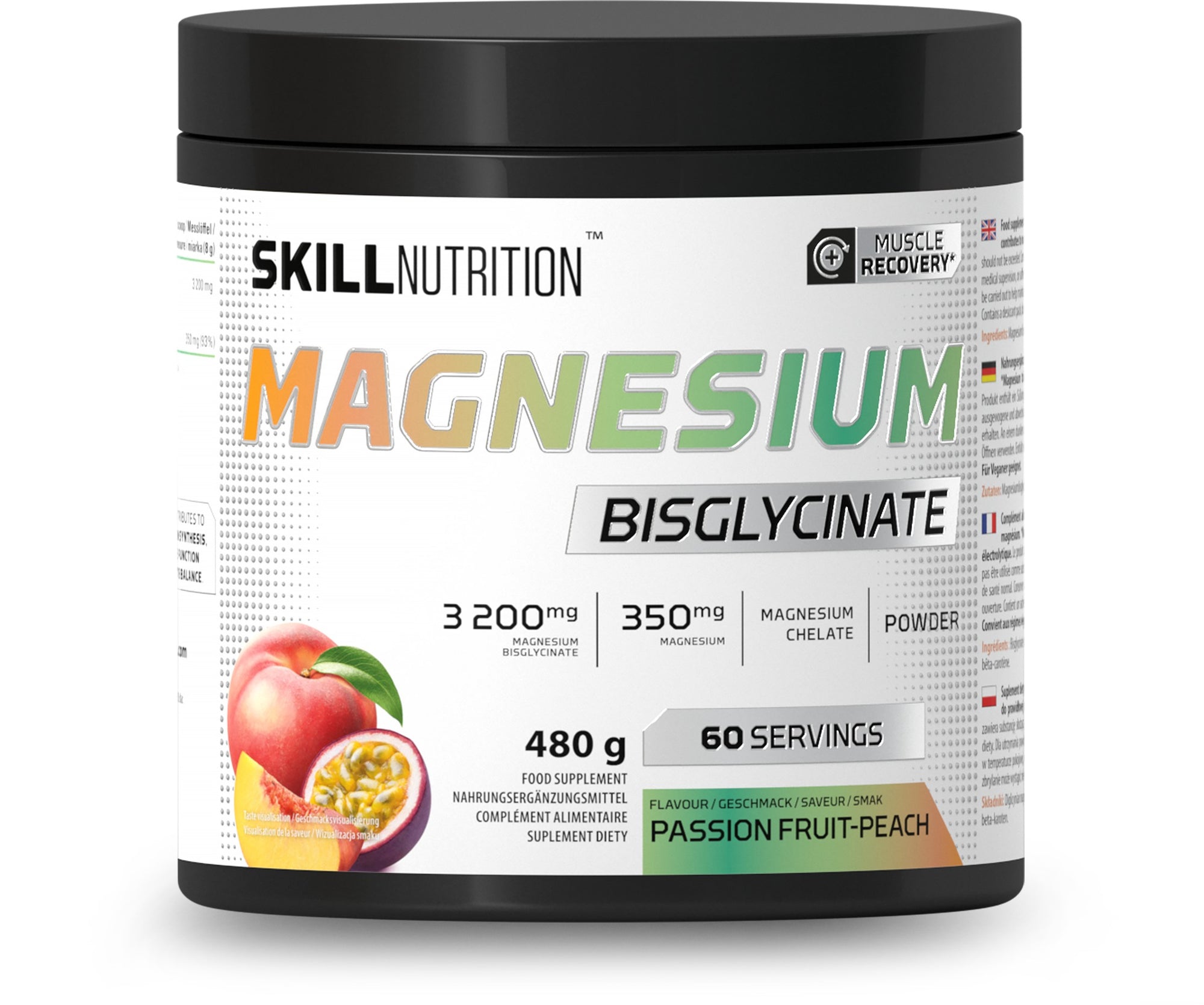 Magnesium Bisglycinate Powder, Passion Fruit-Peach - 480 grams