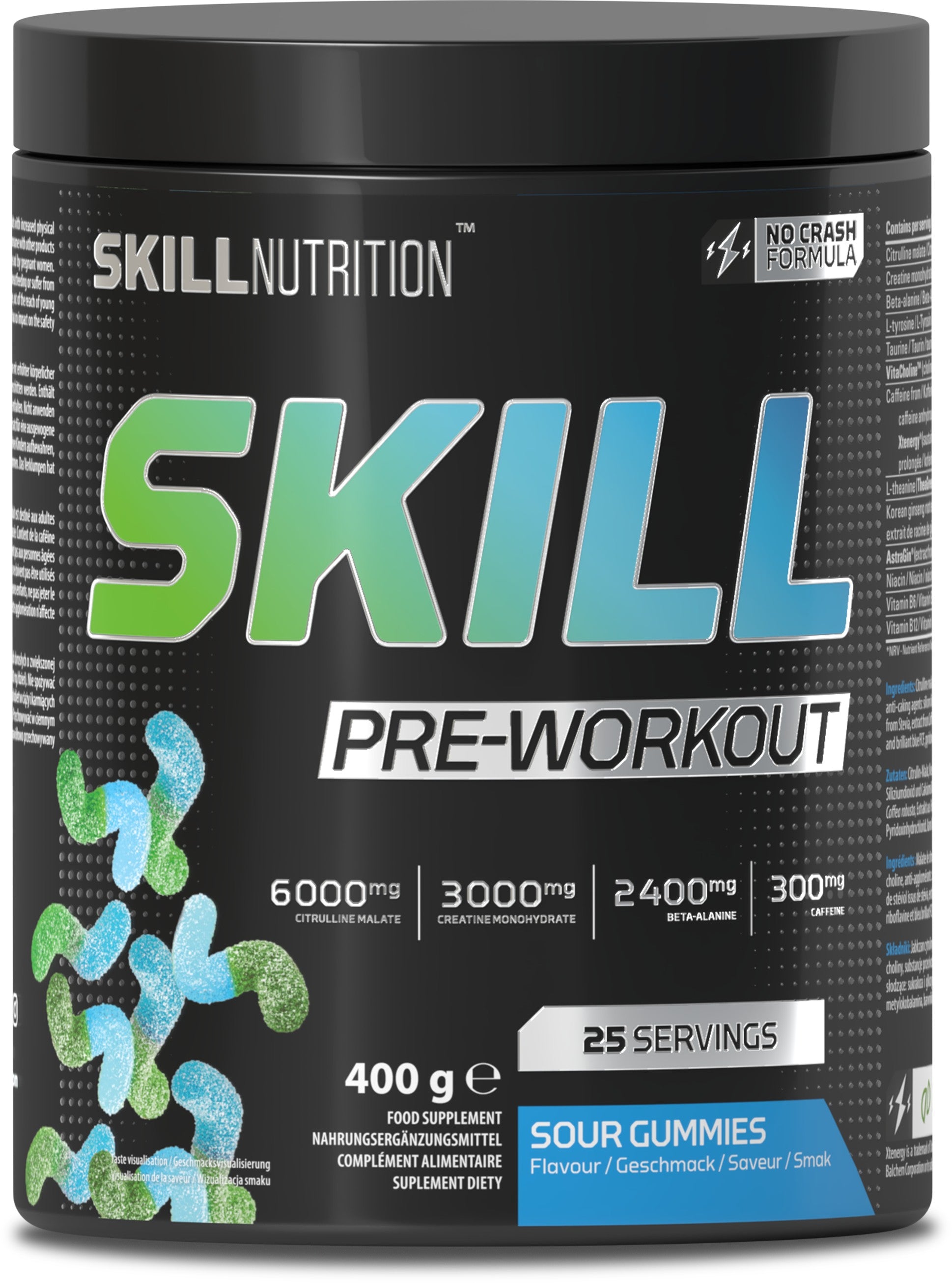 Skill Pre-Workout, Sour Gummies - 400-412 grams