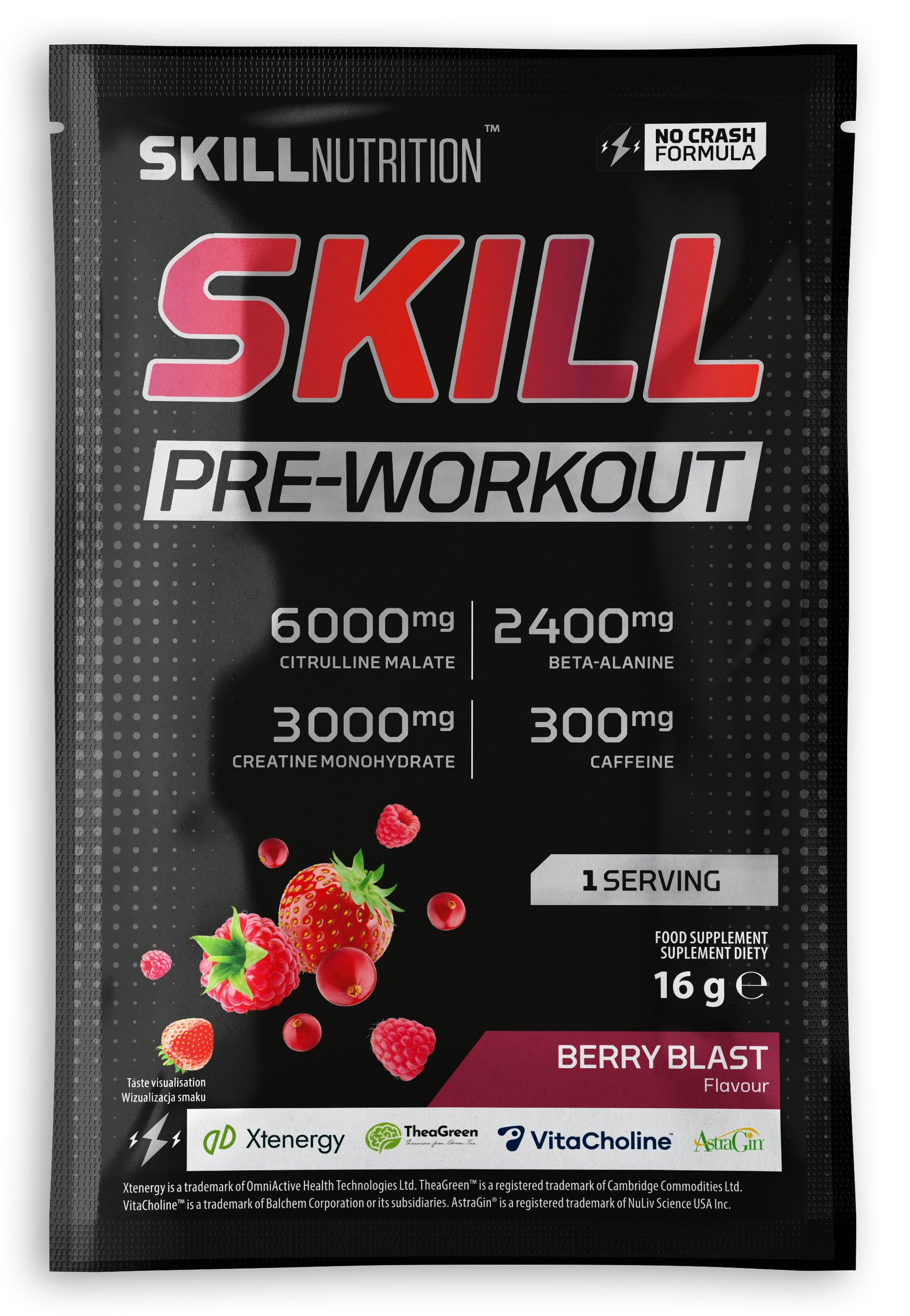 Skill Pre-Workout, Berry Blast - 16-16.5 grams (1 serving)