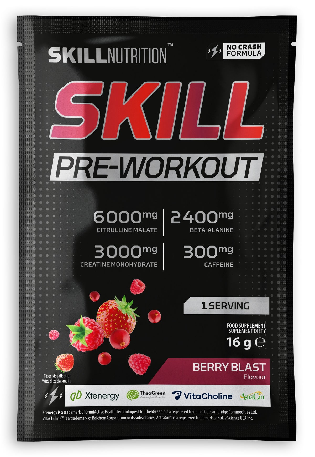 Skill Pre-Workout, Berry Blast - 16-16.5 grams (1 serving)