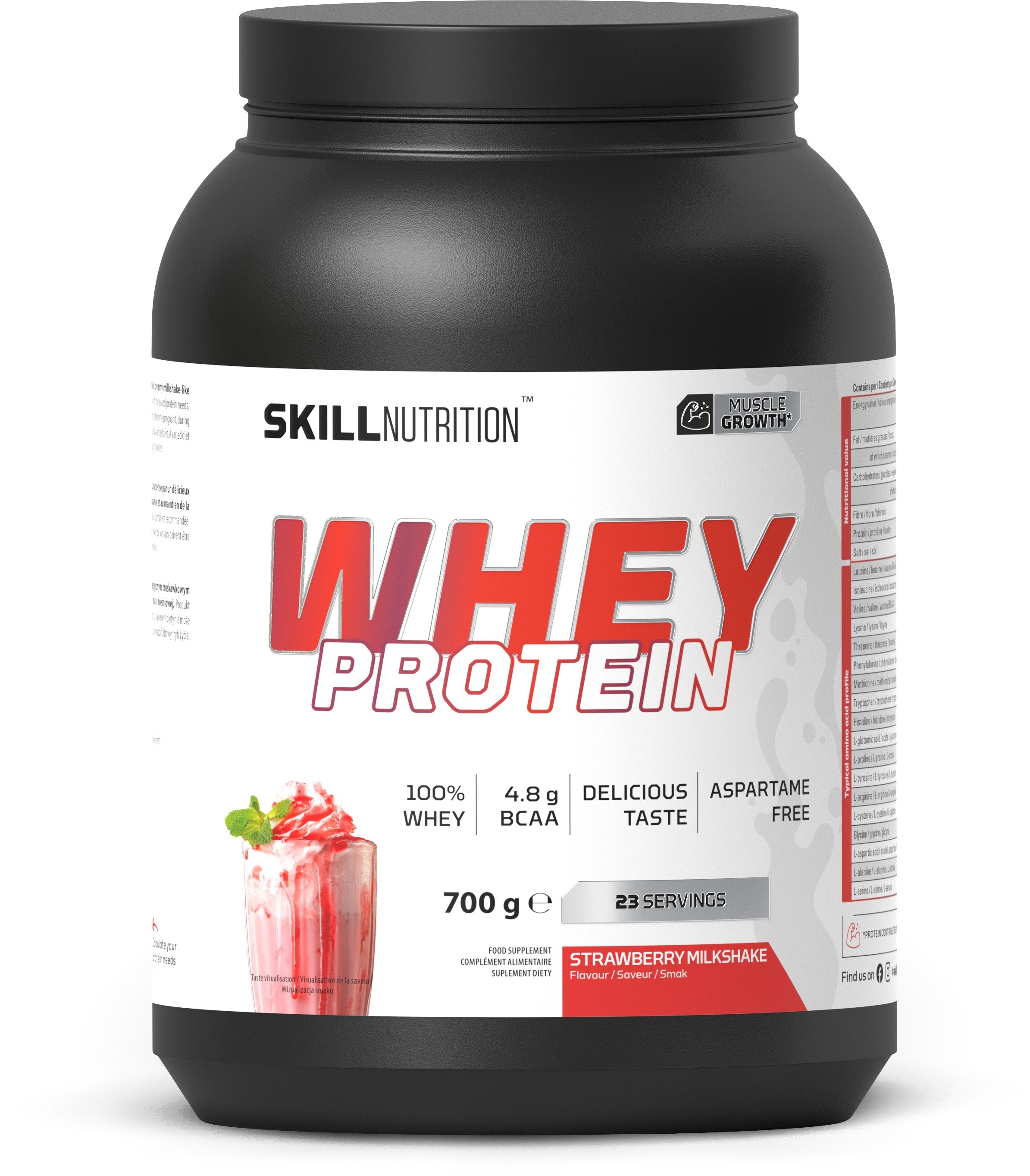Whey Protein Powder, Strawberry Milkshake - 700 grams
