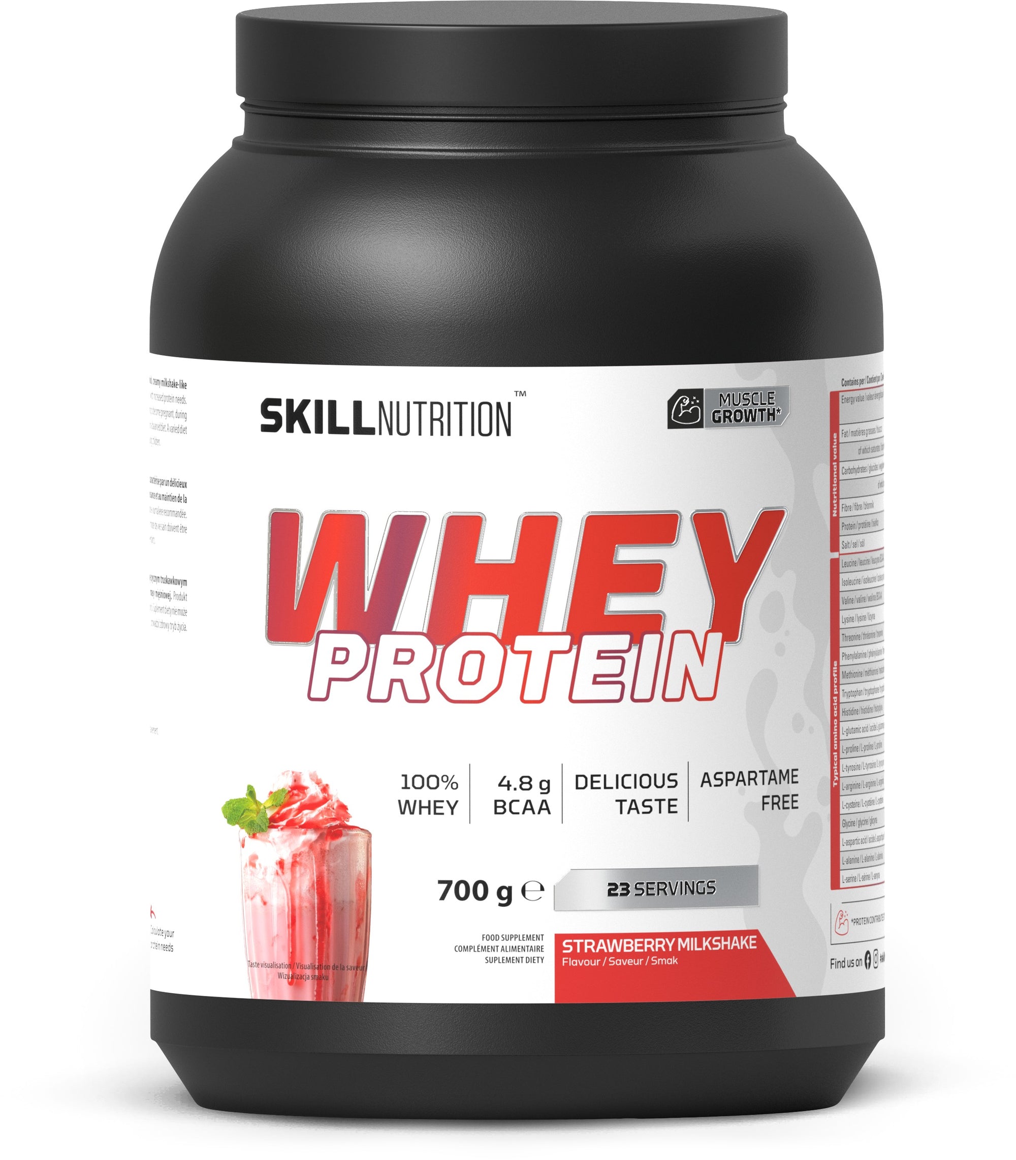 Whey Protein Powder, Strawberry Milkshake - 700 grams