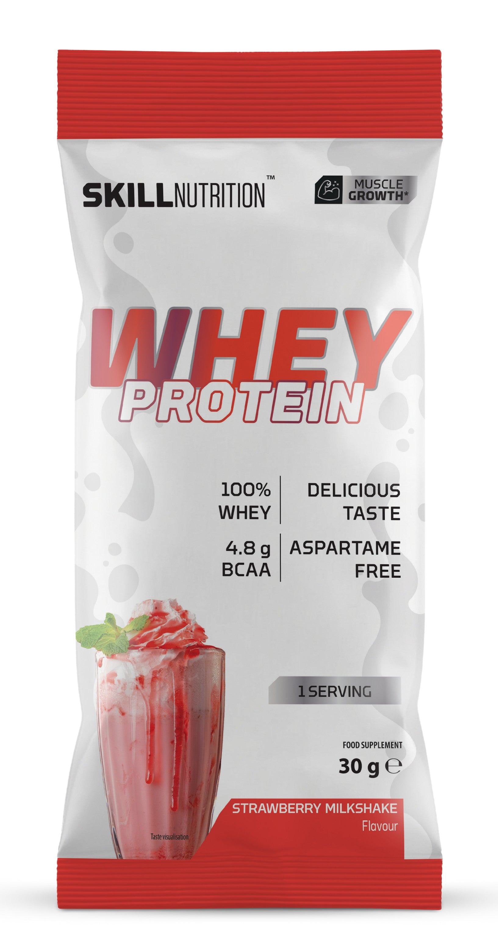 Whey Protein Powder, Strawberry Milkshake - 30 grams (1 serving)