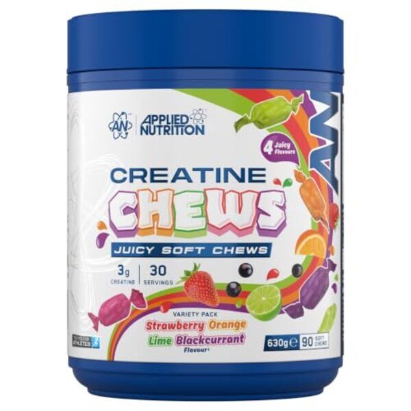 Creatine Chews, Variety Pack Strawberry Orange Lime Blackcurrant - 90 chews