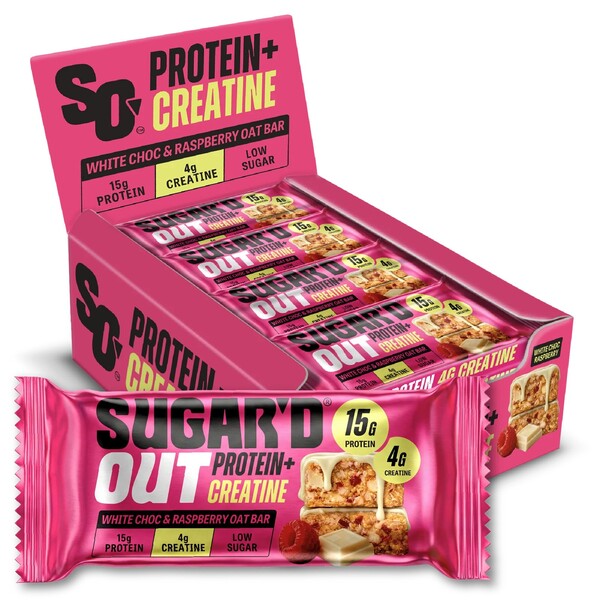 Protein + Creatine Bar, White Choc & Raspberry - 12 x 68g